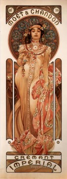 モエ エ シャンドン クレマン インペリアル 1899 チェコ アール ヌーボー独特のアルフォンス ミュシャ Oil Paintings